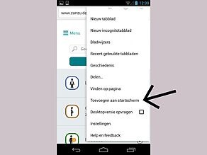 Klik op 'Toevoegen aan startscherm'.